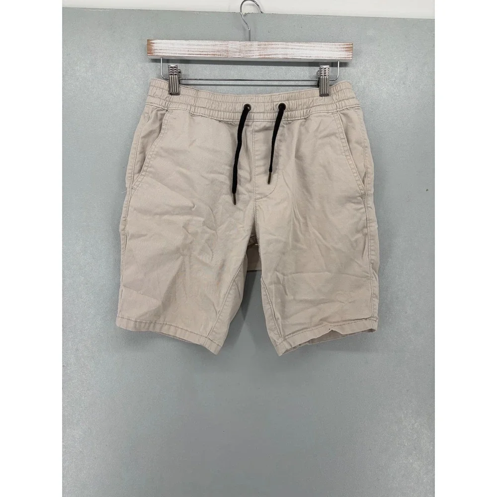 Hollister Mens Jogger Shorts Khaki Tan Elastic Waist Drawstring S‎